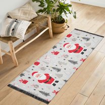 Yayeee Runner Rug for Bedroom 2'x6' Machine Washable Hallway Non Slip Mat, Gray Christmas Santa