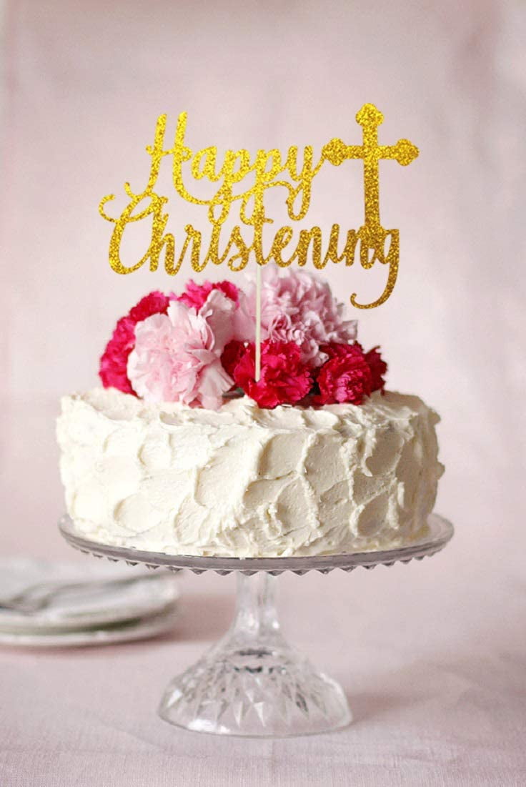 White Wooden Christening Cake Topper — Partycraft Balloons