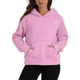 thumbnail image 4 of Xcmzpl Women's Hoodies Basic Solid Color Hooded Sweatshirt Trendy Pullover Tops Comfort Long Sleeve Shirts Fall Clothes, 4 of 9