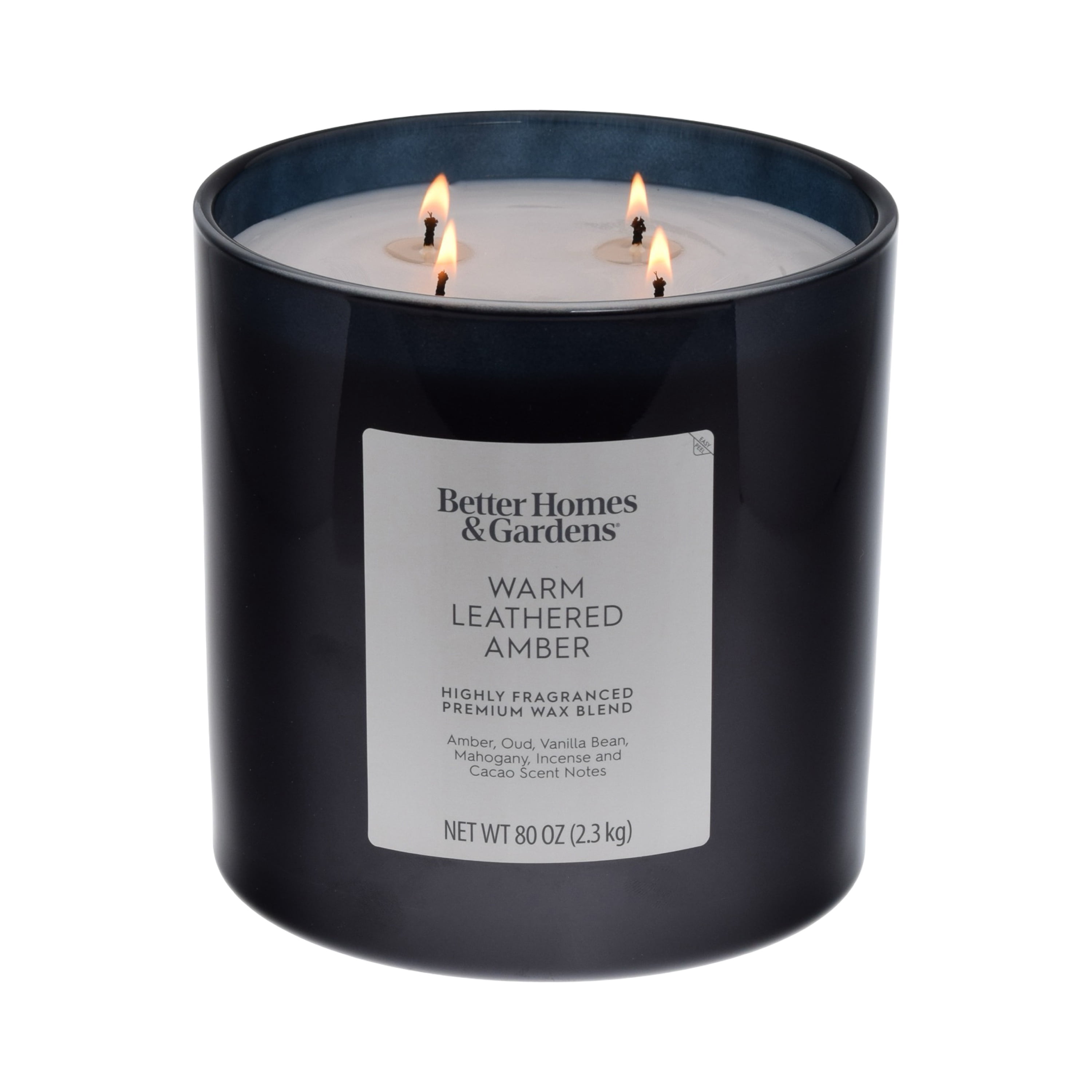 Better Homes & Gardens Warm Leathered Amber Scented 4-Wick 80oz (2.26 kg) Large Oversized Jar Candle