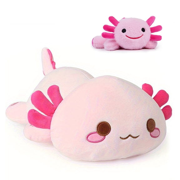 FZJUCX Axolotl Plush Pillow 35cm, Extra Soft Stuffed Animal for Cuddling, Cute Pink Salamander Body Pillow, Giant Plushie for Bedroom Sofa Decor, Gift for Kids Teens Adults