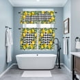 thumbnail image 4 of Summer Lemon Kitchen Curtains Valances and Tiers Set of 3 Watercolor White Floral Flower Farmhouse Black White Plaid Tier Curtains and Valance with Rod Pocket for Small Windows, 27.5"x24", 4 of 9