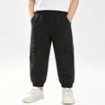 thumbnail image 2 of Falkdiz Cargo Pants for Boys Summer Joggers Pockets Lightweight Outdoor Pantalones Stylish Elastic Waist Boys Trousers Relaxed fit, Black, Size: 6-7 Years, 2 of 9
