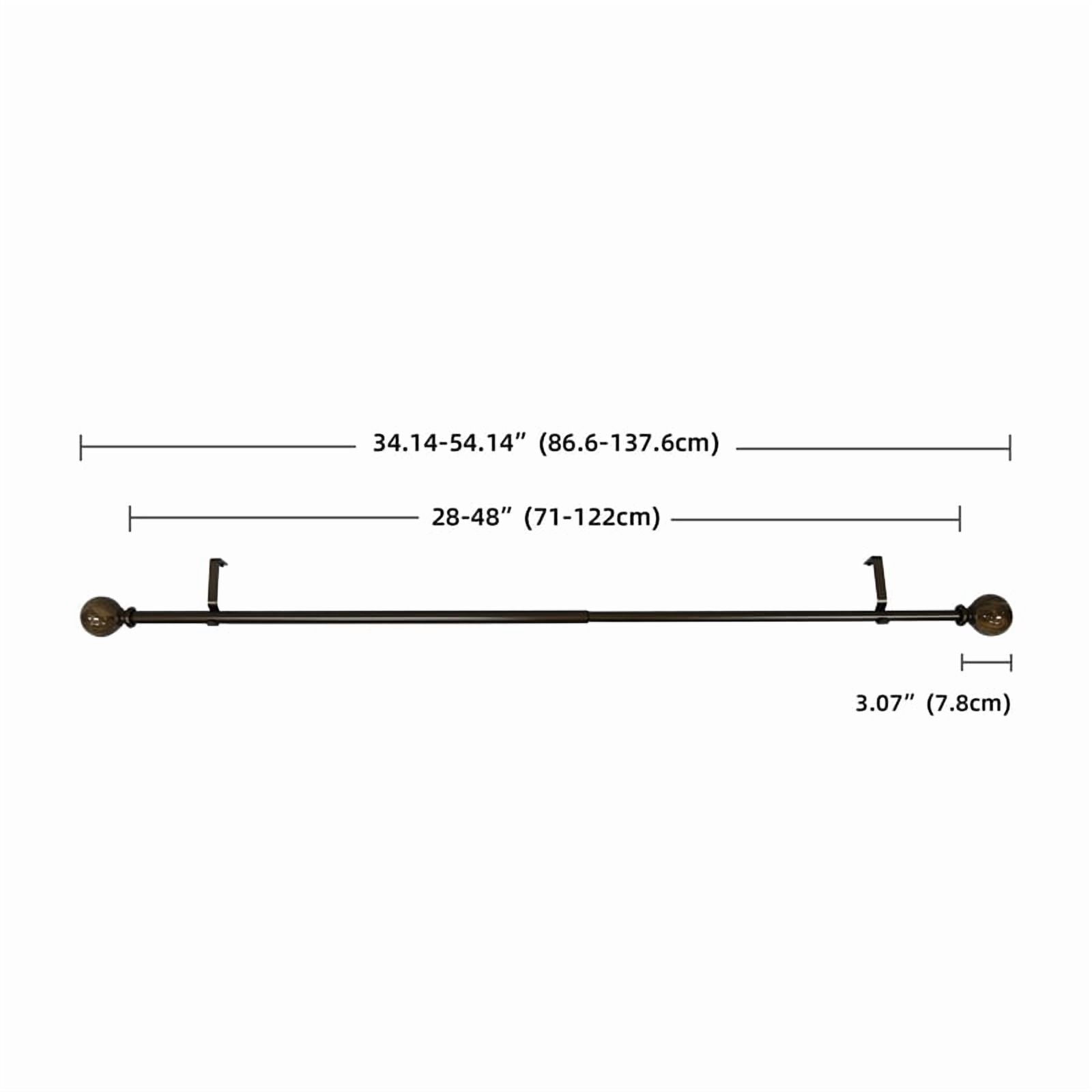 Tom Adjustable Single Curtain Rod 28" to 48"-Bronze