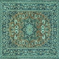 thumbnail image 1 of Ahgly Company Machine Washable Indoor Square Medallion Turquoise Blue Traditional Area Rugs, 4' Square, 1 of 4