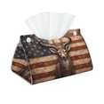thumbnail image 2 of Lsque Deer American Flag Wall Printed Long Tissue Box Cover Holder, Facial Paper Organizer Dispenser,Triangle with Bottom Belt, PVC Leather Decorative Organizer, 2 of 9