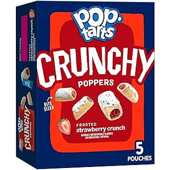 Pop-Tarts Crunchy Poppers Crunchy Filled Snack Pieces, Kids Snacks, On-the-Go Snacks, Frosted Strawberry Crunch, 5oz Box (5 Pouches)( Pack of 3 )