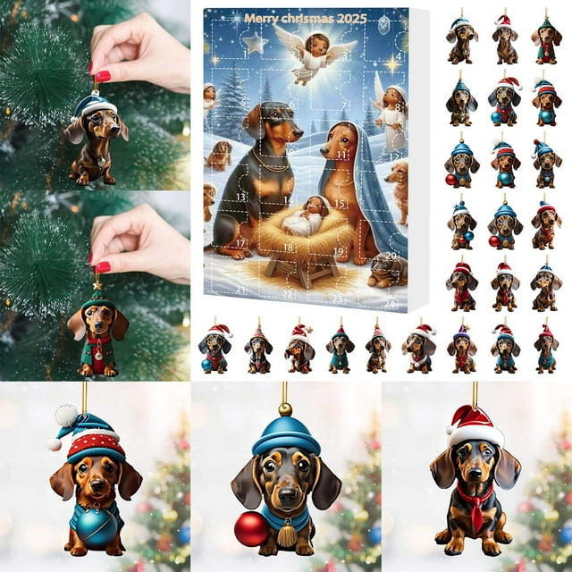 2D Acrylic Christmas Ornament Christmas Countdown Calendar Double Printed Decorative Set Christmas Calendar Kids' Favorite Decorative Toy Set Countdown Clock 30 Second Sand Timer Small Retirement
