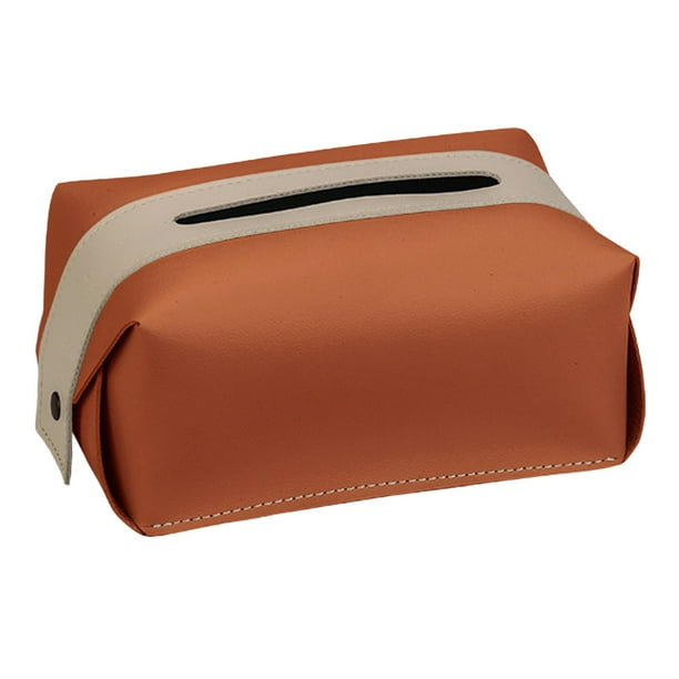 Bolsa de pañuelos, servilletas, soporte de papel, contenedor de almacenamiento, decorativo, a prueba de polvo para el hogar Marrón