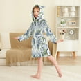 thumbnail image 4 of FORMRS Niños Bathrobe Unisex Hooded Robe Soft Plush Pajamas Sleepwear, Size 2-3T, Green Floral, 4 of 7