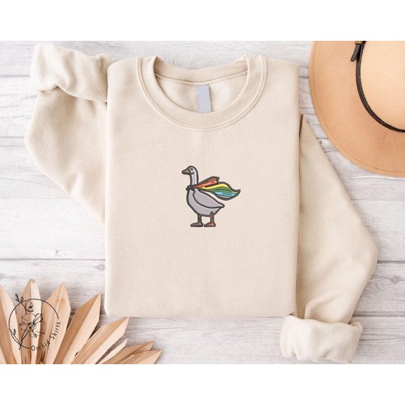 Embroidered Goose Sweatshirt, Gift For Lgbtq ,Embroidery LGBTQ Rights Sweater, Pride Queer Goose Sweat, Gay Sweatshirts, Transgender Shirt