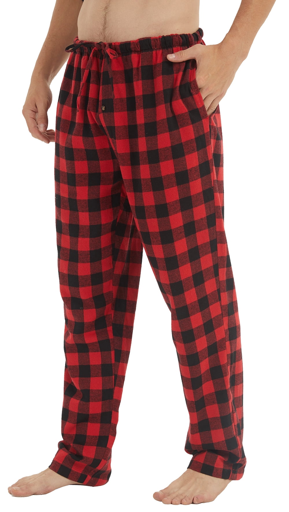 YUSHOW Men Flannel Pajama Pants Cotton Soft Red Plaid Lounge Pjs ...