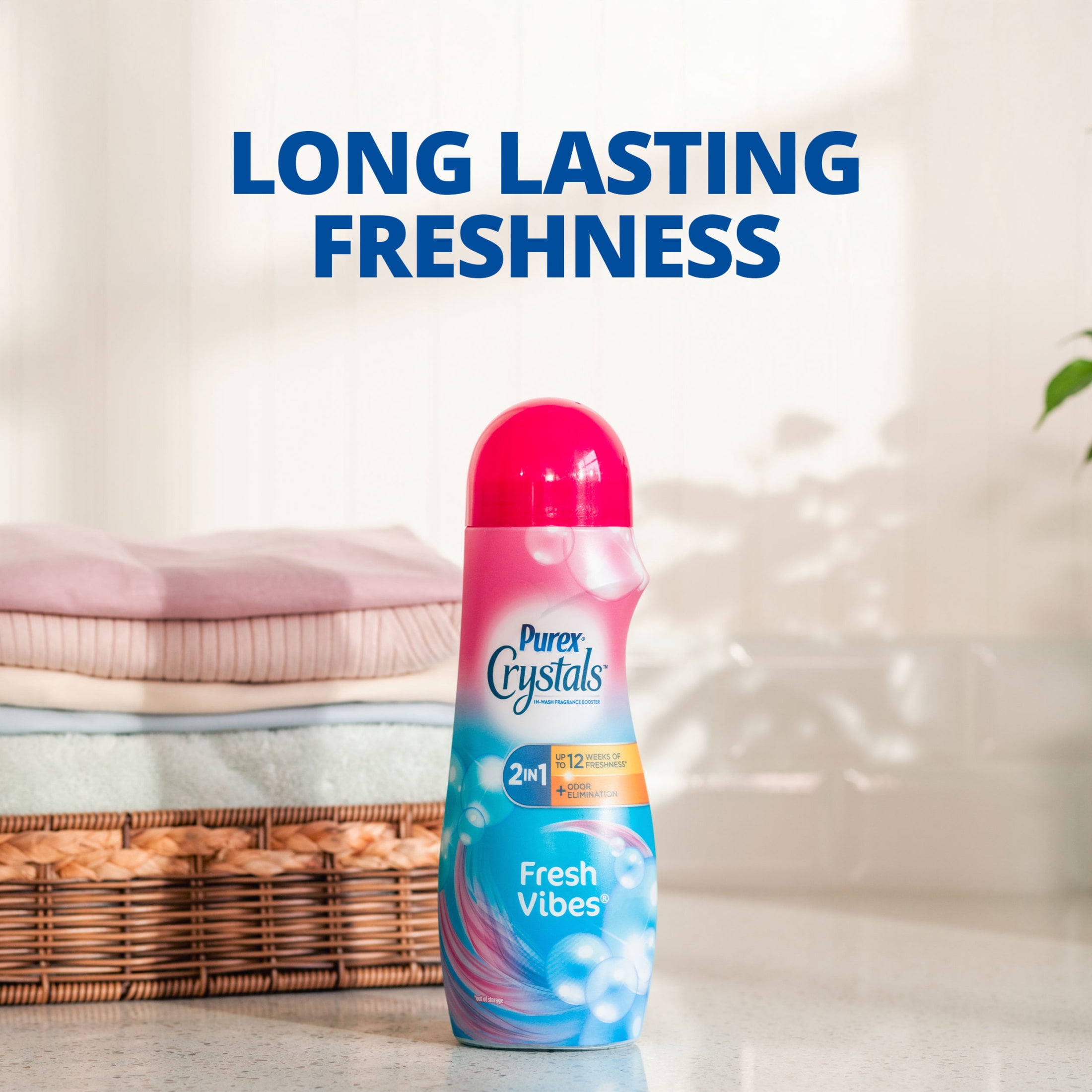 (3 pack) Purex Crystals In-Wash Odor Eliminating Scent Booster, Fresh Vibes, 21oz
