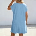 thumbnail image 5 of Tdoqot Womens Plus Size Trendy Pleated Dresses- V-Neck Loose Fit Casual Short Sleeve Summer Midi T Shirt Dress Light Blue Size 4XL, 5 of 5