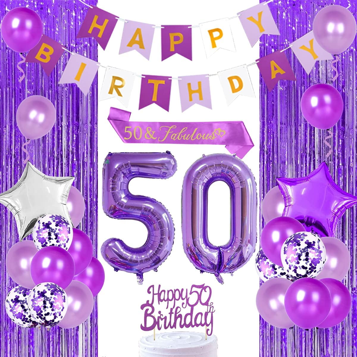 50th Birthday Decorations for Women 50th Birthday Balloons Purple 50th ...