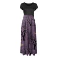 thumbnail image 4 of TIMIFIS Robe Maxi d'Halloween pour Femme à Manches Courtes, Col Ras du Cou, Taille Haute, Longue et Fluide, Robe Tendance à Motif pour Fête, Robe d'Automne Automne/hiver, 4 of 5