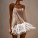 thumbnail image 4 of Vestido De Tirantes Finos Vestido de tirantes de espagueti para mujer Mini vestido de lentejuelas de plumas con borlas sin espalda (Blanco M) Kuymtek para Mujer Blanco T M, 4 of 6