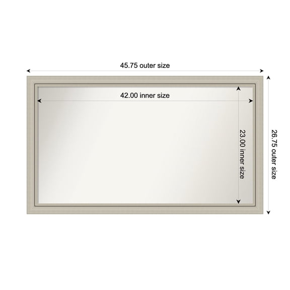 Amanti Art Custom Wall and Bathroom Mirror (26.75 x 45.75 in.), Romano Silver Narrow Frame