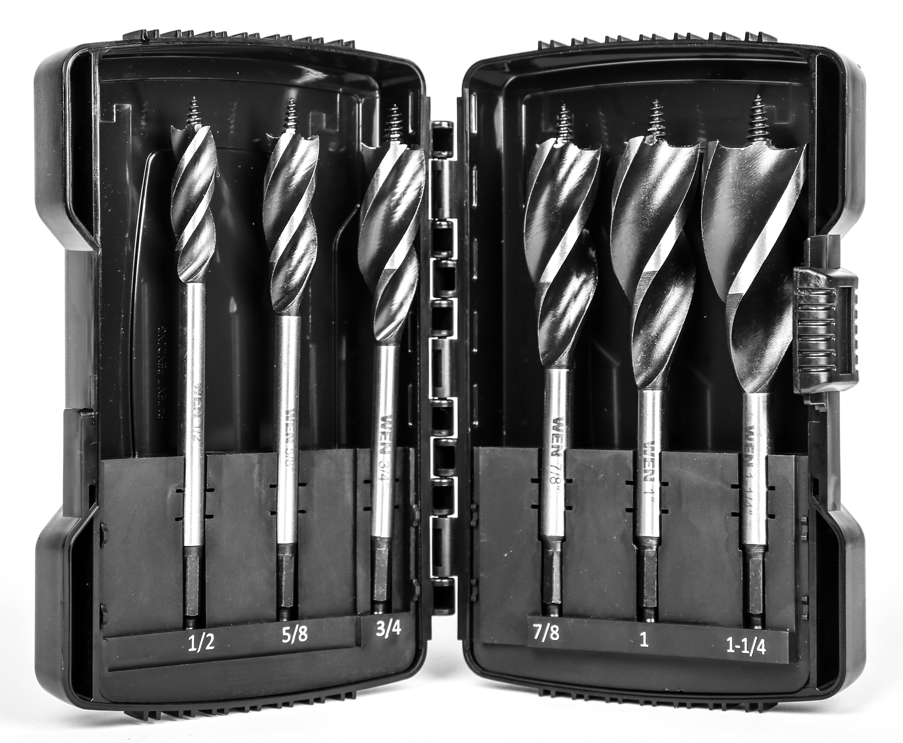 WEN 6-Piece Tri-Flute Auger Drill Bit Set with Carrying Case