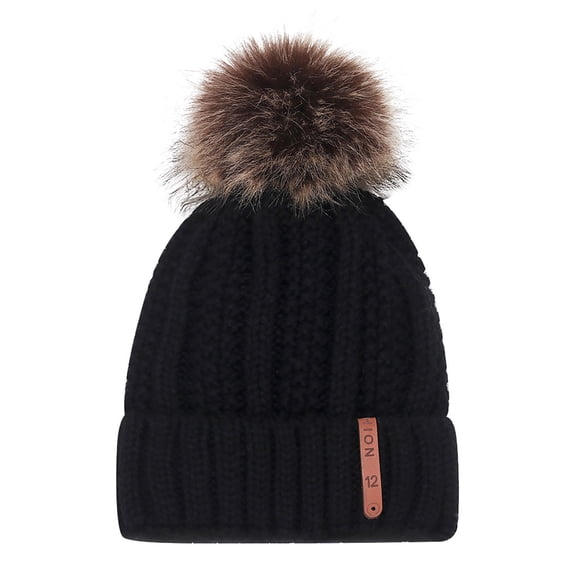 Yuanlong Womens Pompom Beanie Hat Lined Cable Knit Winter Warm Skull Cap Soft Stretchy Casual Outdoor Headwear