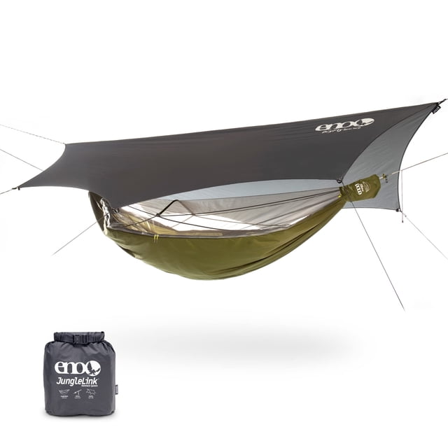 Sistema de refugio con hamaca, mosquitera, correas y lona de lluvia ENO