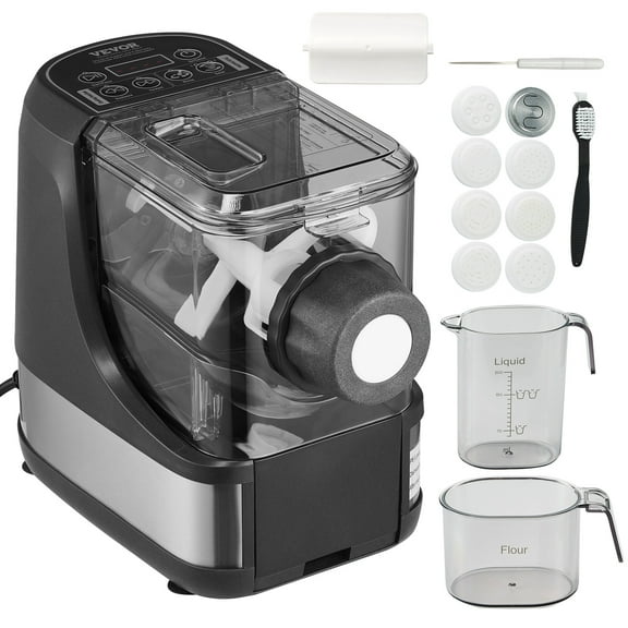 VEVOR Electric Pasta Maker, 150W Automatic Noodle Maker Machine with 8 Pasta Shapes, 4 Intelligent Modes, 500g Flour Capacity Pasta Maker Machine with Measuring Cups, Cleaning Brush for Home Kitchen