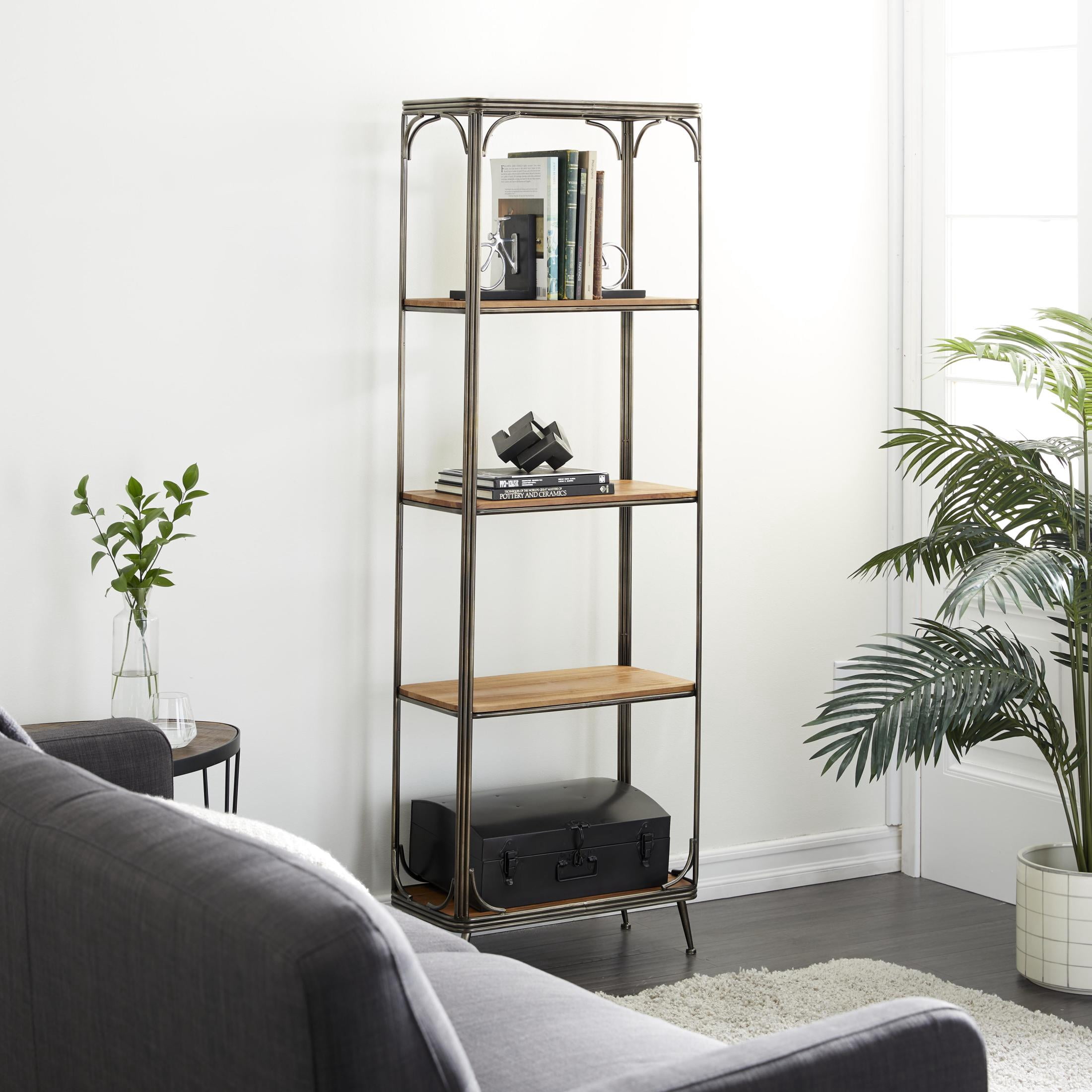 DecMode 24" x 71" Brown Wood 5-Tier Shelving Unit, 1-Piece