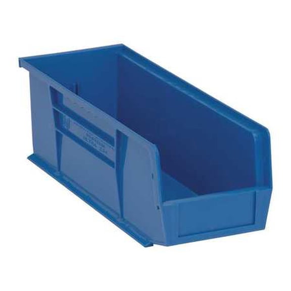 Quantum Ultra Stack and hang bins with divider slots and large molded label ID area on front in Blue 14-3/4" x 5-1/2" x 5" Sold 24 per Zack pack carton