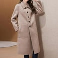 thumbnail image 5 of Women's Long Trench Coat Single Breasted Lapel Collar Wool Blend Jacket with Pockets Winter Casual Overcoat (XL, Khaki), 5 of 6