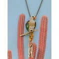 thumbnail image 2 of Antique Golden Tone Multicolored Tropical Parrot Bird Pendant Rope Necklace, 2 of 5