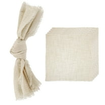 Uxcell 6 Pack Handmade Cloth Napkins, 16.5x16.5 Inch Cotton Napkins with Fringe Square Rustic Table Napkin for Wedding Party Dinner Table Decor Bridal Shower, Beige