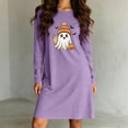 thumbnail image 5 of Taqqpue Womens Sleepshirt Long Sleeve Crew Neck Cotton Nightgown Halloween Graveyard Print Oversized Knee Length Casual Pullover Lightweight Sleep Gown for Women All Plus Sizes, 5 of 6