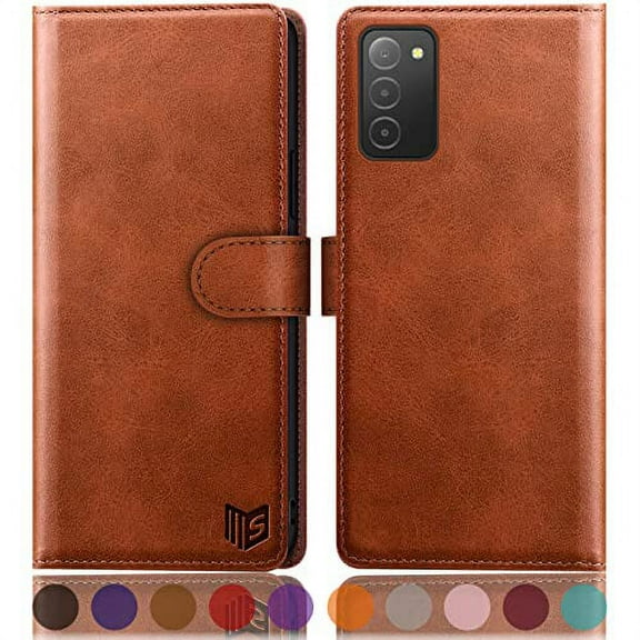 SUANPOT for Samsung Galaxy A03S Wallet case RFID Blocking Credit Card Holder, Flip Folio Book PU Leather Phone case Shockproof Cover Women Men for Samsung A03S case (Light Brown)