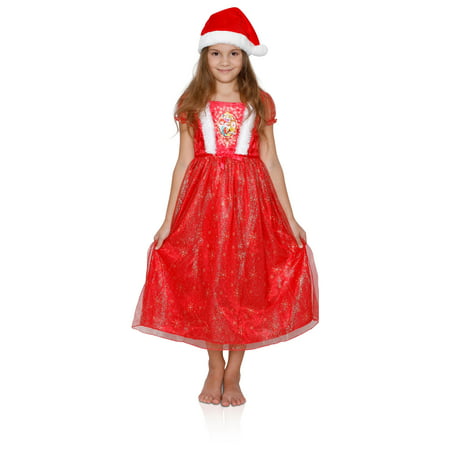 Disney Girls' Fantasy Nightgowns, Dressy Holiday Gowns, Princess Dress With a Hat, Size: