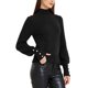 thumbnail image 3 of Suéter de punto de manga larga de cuello alto de mujer INSPIRE CHIC, negro, ajustado, 3 of 6