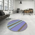 thumbnail image 3 of Ahgly Company Indoor Round Patterned Columbia Blue Area Rugs, 3' Round, 3 of 6