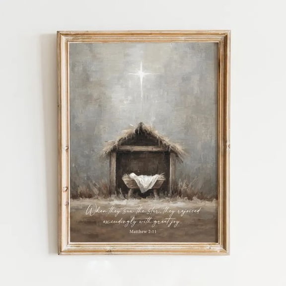 Christmas Manger Nativity Wall Art Print Poster Size 24''x36''-Gategoo