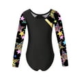 thumbnail image 2 of iiniim Girls Gymnastics Leotards One Piece Long Sleeve Ballet Dance Athletic Bodysuit Unitard Biketards Dancewear Black Flowers 14, 2 of 7