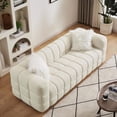 thumbnail image 2 of Fithood (Beige) Wide Square Arm Teddy Velvet Rectangular Sofa, 2 Pillows, 2 of 5