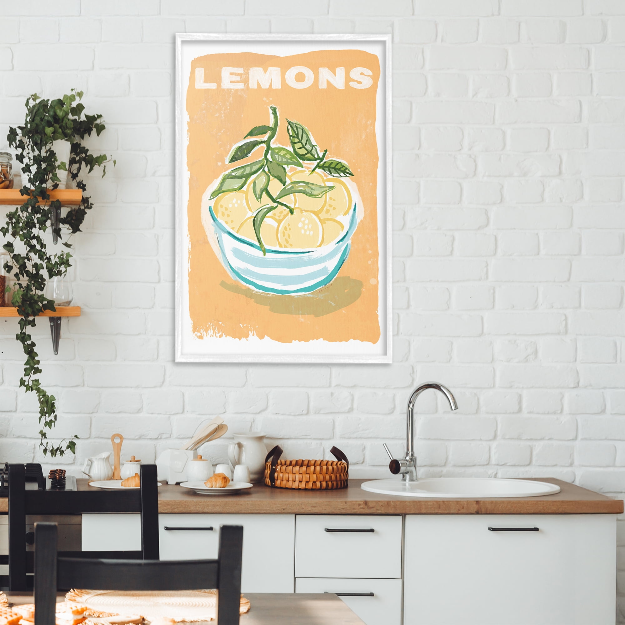 Stupell Industries Lemon Twist Motif White Framed Giclee Art, design by Chad Barrett