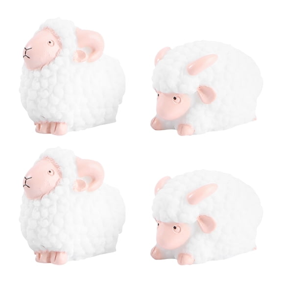4 Pcs Simulated Sheep Model Home Animal Decoration Toddler 4x2.5cm White