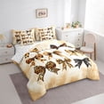 thumbnail image 3 of Homewish Kawaii Bow 7pcs Bedding Comforter Set,Leopard Print Bowtie Queen Bedding Sets,Brown Black Queen Sheet Sets For Girl Teens,Super Cozy Room Decor Reversible, 3 of 8