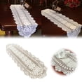 thumbnail image 2 of Sunshy Handmade Crochet Lace Table Runner Elegant Hollow Design For Dining Table Wedding Home Decor, Carpet 30*60cm, 2 of 8