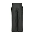 thumbnail image 5 of Elvqul Pants for Men Straight Leg Plain Black Cotton Linen Drawstring Long Flat Front Big and Tall Pants, 5 of 5