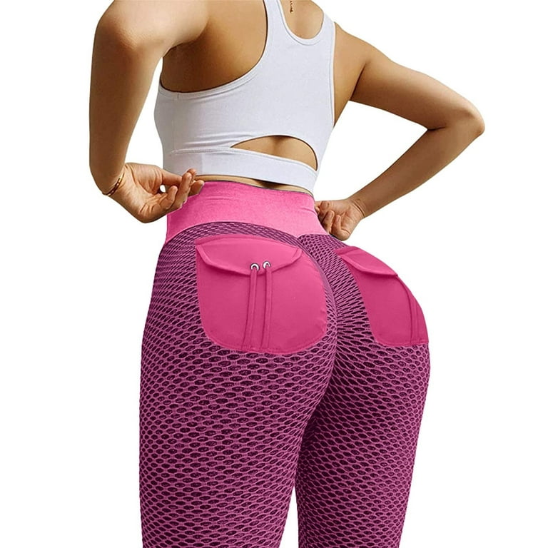 RQYYD Reduced Leggings for Women Butt Lifting Leggings Workout Scrunch  Seamless Leggings High Waisted Booty Yoga Pants(Pink,XL)