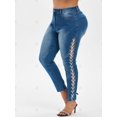thumbnail image 2 of Tamaño Plus Faded Up Jeans de encaje Rosegal Vaqueros de talla grande, 2 of 5