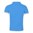 thumbnail image 5 of Qwertyu Men's Casual Polo Shirts Short Sleeve Button Classic T-Shirts Cotton Slim Fit Tees Lightweight Golf Tops Blue L, 5 of 5