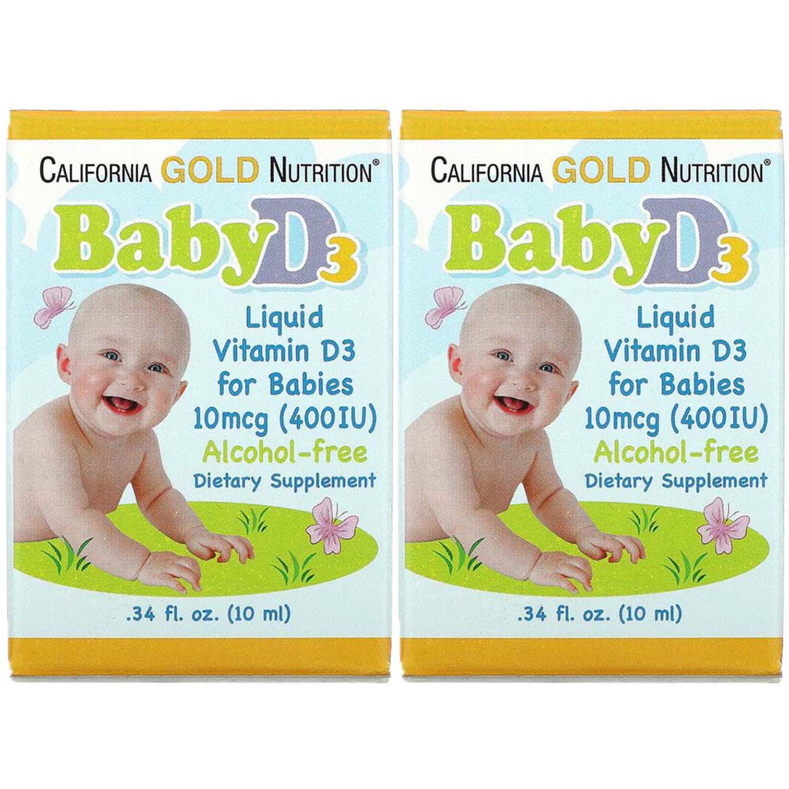 California Gold Nutrition Baby Vitamin D3 Liquid, 10 mcg (400 IU), 0.34