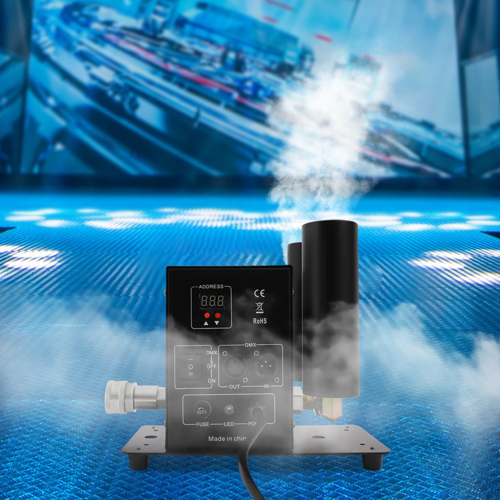 LiHUiee 150W 10A CO2 Jet Machine Dual Nozzles CO2 Fog Machine Modern Jet Fog Machine for Concerts, Parties