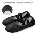thumbnail image 4 of Stelle Girls Soft Leather Dance Shoes Split Sole Ballet Slippers for Kids Toddler Performance Yoga Shoes Ballerina Shoes Flats,Black, 4 of 7
